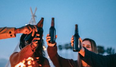 group of friends clinking beer bottles