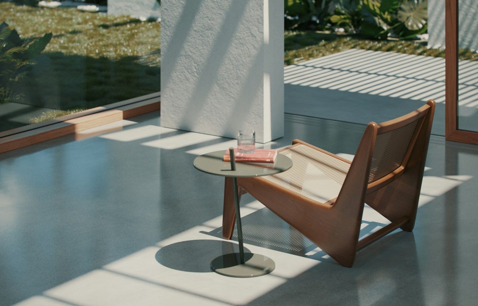 a chair and a table in a room