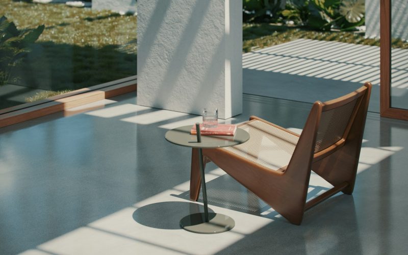 a chair and a table in a room