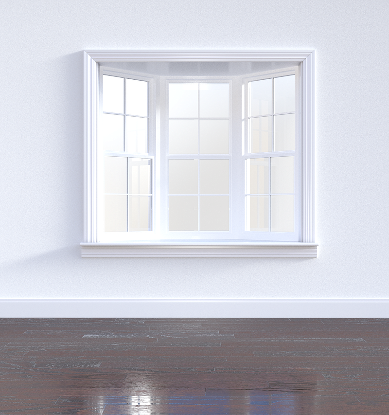 Lichte woonkamer met zonlicht dat via een open raam en spiegel diep de ruimte in valt